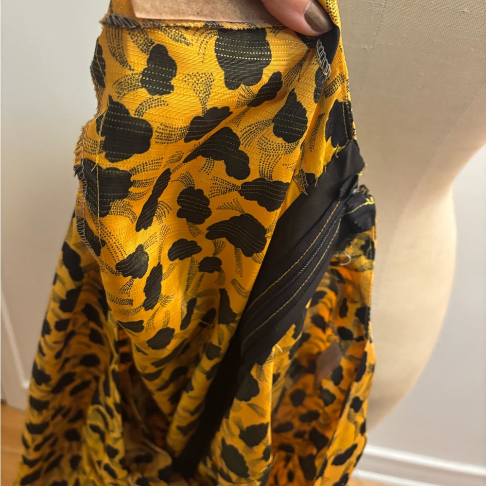 Vintage Yellow and Black Pattern Long Sleeve Dress - S - Picture 11 of 14